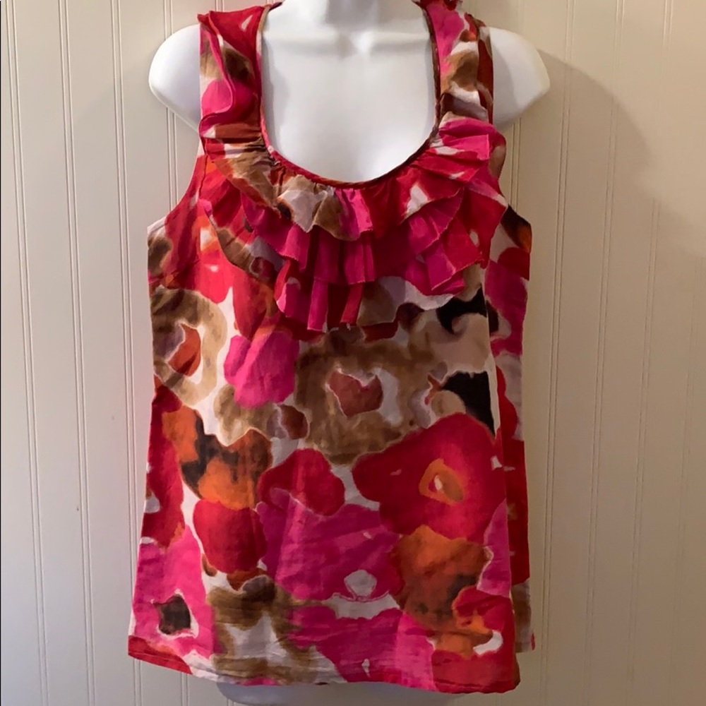 Ann Taylor Loft Petites Floral Linen Top Sz LP